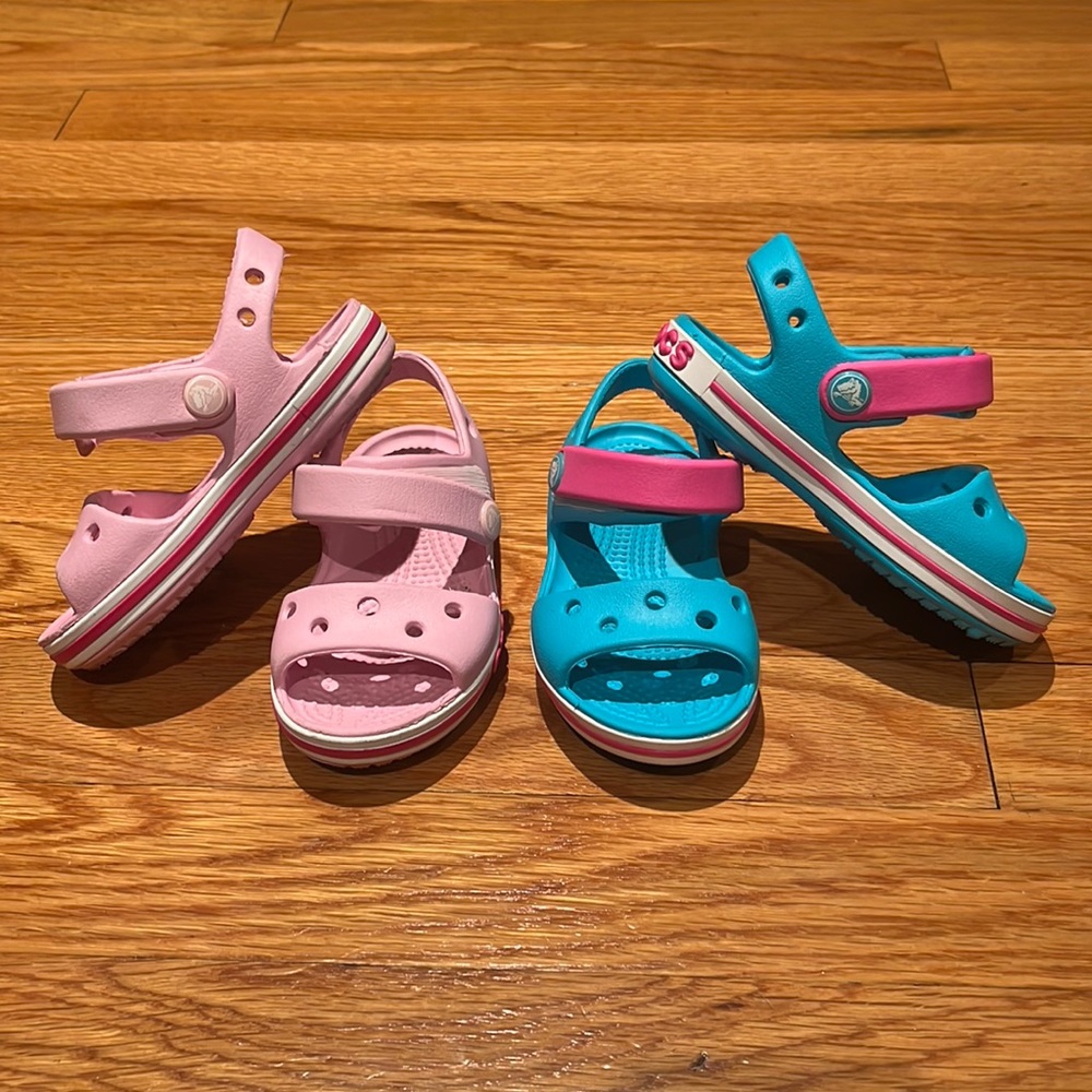 Two Pair Toddler Girl Crocs Sandals Sz 6